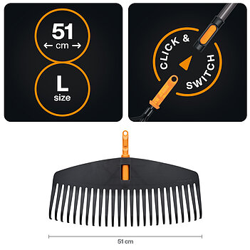 Грабли веерные для листьев Fiskars OneClick L (1080673)