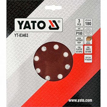 Шлифовальный круг Yato 180мм P100 3шт (YT-83463)