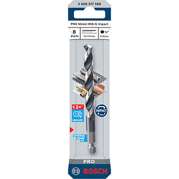 Сверло по металлу Bosch PRO Metal Impact HSS-G 8,0х117 мм 1 шт. (2608577580)
