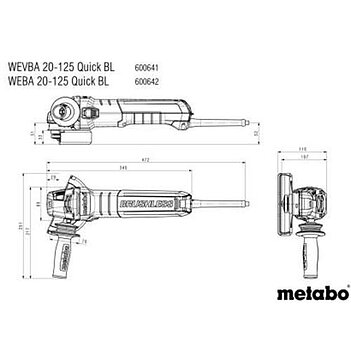 Угловая шлифмашина Metabo WEVBA 20-125 Quick BL (600641000)