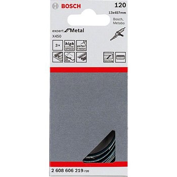 Шлифовальная лента Bosch Expert for Metal 13x457мм K120 3шт (2608606219)