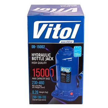 Домкрат гидравлический бутылочный VITOL 15 т (DB-15002)