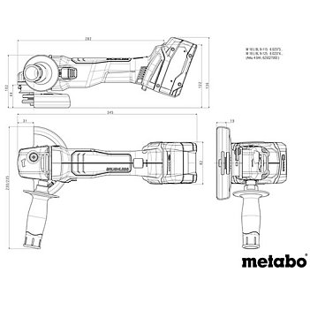 Кутова шліфмашина акумуляторна Metabo W 18 L BL 9-125 (602374860) - без акумулятора та зарядного пристрою