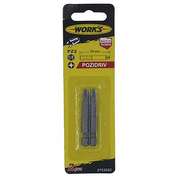 Бита магнитная Pozidriv Work's S2 1/4" PZ2 2 шт. (87872)