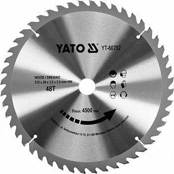 Диск пиляльний по дереву Yato 315х3х2,5 мм (YT-60792)