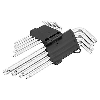 Набор ключей Torx Г-образных удлиненных с отверстием TOPEX Cr-V 9 ед. (35D961)