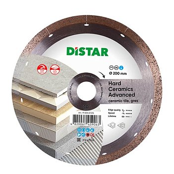 Диск алмазный сплошной Distar 1A1R Hard ceramics Advanced 200x25,4х1,3мм (11120349015)
