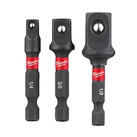 Набор переходников ударных под шуруповерт Milwaukee Shockwave 1/4", 3/8", 1/2" 3 шт. (4932479228)