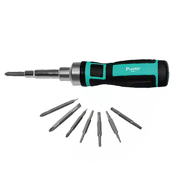 Отвертка трещоточная с набором двухсторонних бит Pro'sKit 16 шт. (SD-9821)