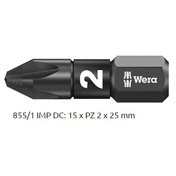 Набор бит ударных WERA Bit-Box 15 Impaktor PZ2 1/4" 15 шт. (05057763001)