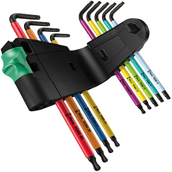 Набір ключів Torx / Torx Ball Г-образных WERA 967/9 TX BO Multicolour 1 9 шт. з отвором і кулею, з магнітизатором (05024335001)
