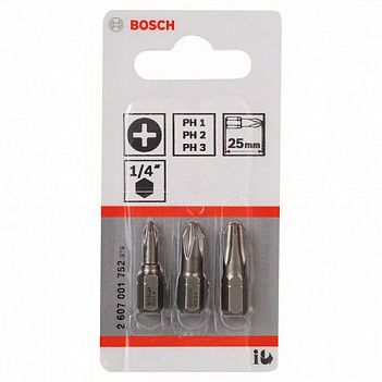 Набор бит Bosch Extra Hard 1/4" 3шт. (2607001752)