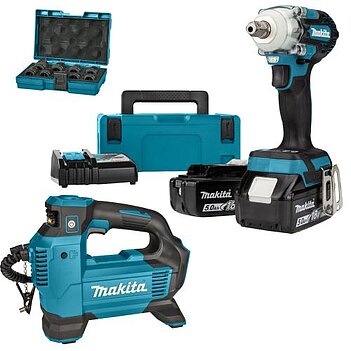 Набор инструментов аккумуляторных Makita + набор ударных головок (SET-DTW301RTJ-0724)