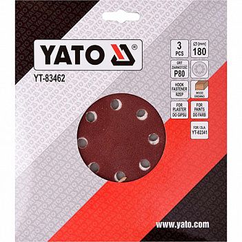 Шліфувальний круг Yato 180 мм P80 3 шт (YT-83462)