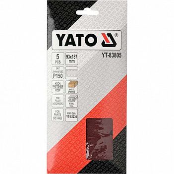 Шлифовальная бумага Yato 93х187мм Р150 5шт (YT-83805)