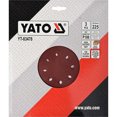 よた Шліфувальний круг Yato 225 мм P180 3 шт (YT-83476) - купити з