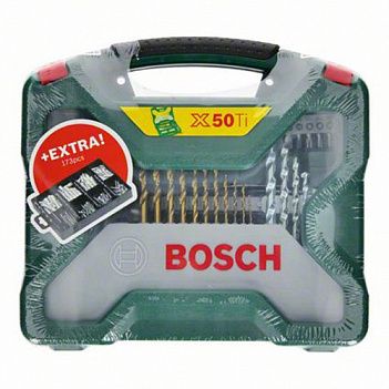 Набор сверл и бит Bosch X-Line 50 Titanium + набор крепежа 173шт. (2607017523)