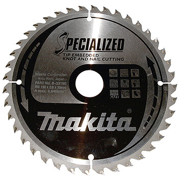 Диск пильный по дереву с гвоздями Makita Specialized 190х30x1,5мм (B-33180) Диск пильный по дереву с гвоздями Makita Specialized 190х30x1,5мм (B-33180)
