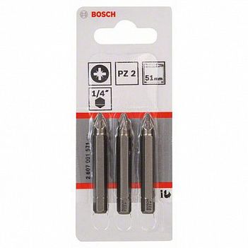 Бита Pozidriv Bosch Extra Hard 1/4" PZ2 3шт (2607001571)