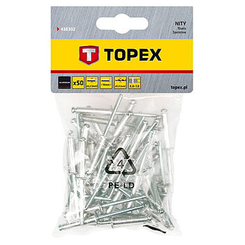 Заклепки алюмінієві TOPEX 3,2х10,0 мм 50 шт. (43E302)