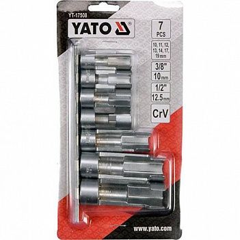 Набір головок торцевих для лямбда-зондів і датчиків Yato 3/8", 1/2" 7 шт (YT-17508)