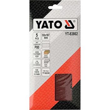 Шліфувальний папір Yato 93х187 мм Р80 (YT-83802)