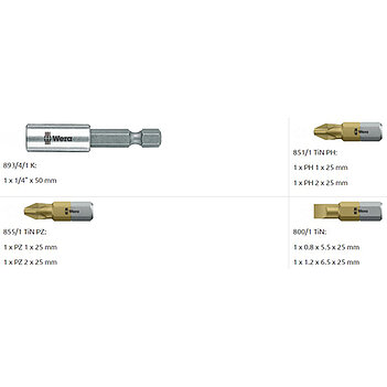 Набор бит WERA Bit-Check 7 TiN Universal 1 1/4" 7 шт. (05056285001)