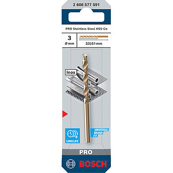 Сверло по металлу Bosch PRO HSS-CO 3,0x61 мм 1 шт (2608577591)