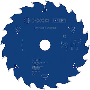 Диск пильный по дереву Bosch Expert Wood 165x1,3х20 мм (2608902216)