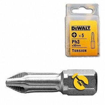 Бита Phillips DeWalt Torsion 1/4" PH3 5шт (DT7247)