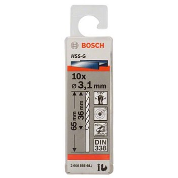 Сверло по металлу Bosch HSS-G 3,1х65мм 10шт (2608585481)
