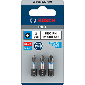 Набор бит ударных Bosch PRO Ph Impact Bit 1/4" 3шт. (2608522470)