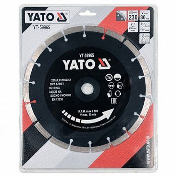 Диск алмазний сегментований Yato 230x22,2x2,2 мм (YT-59965)