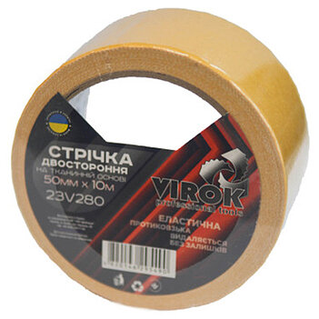 Скотч двухсторонний Virok на тканевой основе 50 мм х 5 м 1 шт. (23V275)