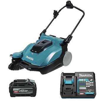 Підмітальна машина акумуляторна Makita + акумулятор + зарядний пристрій (SET-VS001GZ-PROMOXGT)
