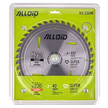Диск пиляльний по дереву Alloid 230х30,0/25,40/22,20 мм (WS-23040)