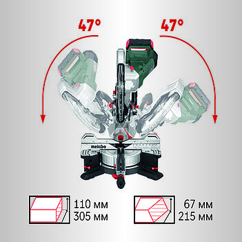 Пила торцовочная аккумуляторная Metabo KGS 18 LTX BL 305 (614305810)