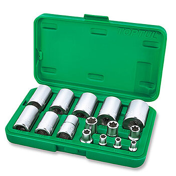 Набір головок Torx Plus Toptul 1/4", 3/8", 1/2" 15 шт (GAAI1501)