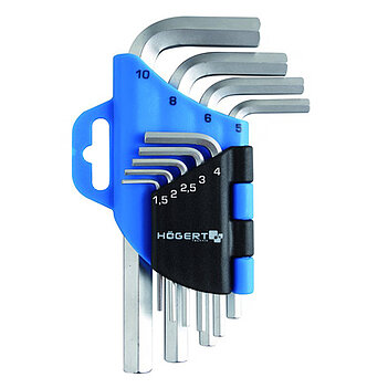 Набор ключей Hex Г-образных укороченных Hoegert Cr-V 9 ед. (HT1W802)