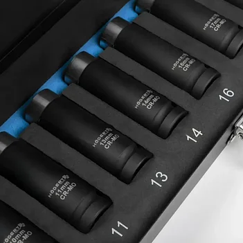 Набір головок 6-гранних ударних подовжених Hoegert Cr-Mo 3/8" 8 шт. (HT4R087)