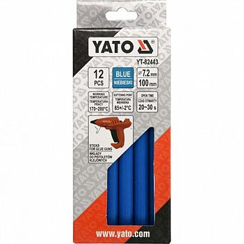 Клейові стрижні Yato 7,2 x 100мм, сині 12шт (YT-82443)