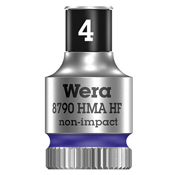 Головка торцевая 6-гранная WERA Zyklop 8790 HMA HF Cr-V 1/4" 4 мм с фиксирующей функцией (05003717001)