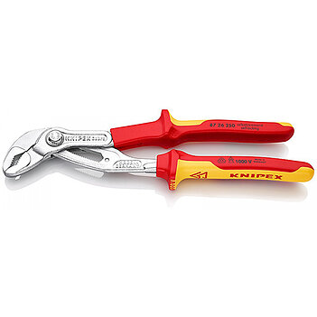 Клещи переставные диэлектрические KNIPEX Cobra Cr-V 250 мм с кнопочным фиксатором 1000V VDE (87 26 250)