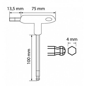 Ключ шестигранный Г-образный с шаром длинный Hoegert S2 4,0 мм (HT1W854)