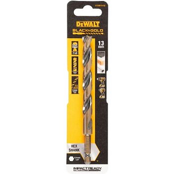 Сверло по металлу DeWALT EXTREME IMPACT Black & Gold 13x144,9мм 1шт (DT20619) Сверло по металлу DeWALT EXTREME IMPACT Black & Gold 13x144,9мм 1шт (DT20619)