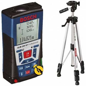 Дальномер лазерный Bosch GLM 250 VF+строительный штатив BT 150 (061599402J)