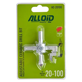 Свердло по склу та кераміці Alloid 20-100 мм 1 шт. регульоване (HC-20100)