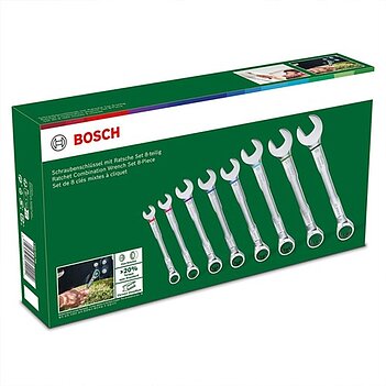 Набор ключей комбинированных с трещоткой Bosch 8 шт. (1600A027PS)