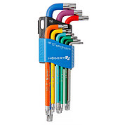 Набір ключів Torx Г-подібних подовжених кольорових Hoegert Cr-V 9 шт. (HT1W817)