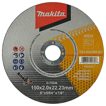 Круг відрізний для нержавіючої сталі Makita 46R 150х2,0х22,23 мм (D-75546)